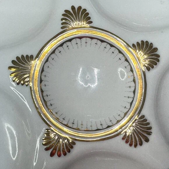 Antique Limoges Cobalt & Gold Oyster Plate with Raised Gilt, 9.5 c.1890